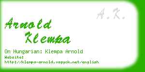 arnold klempa business card